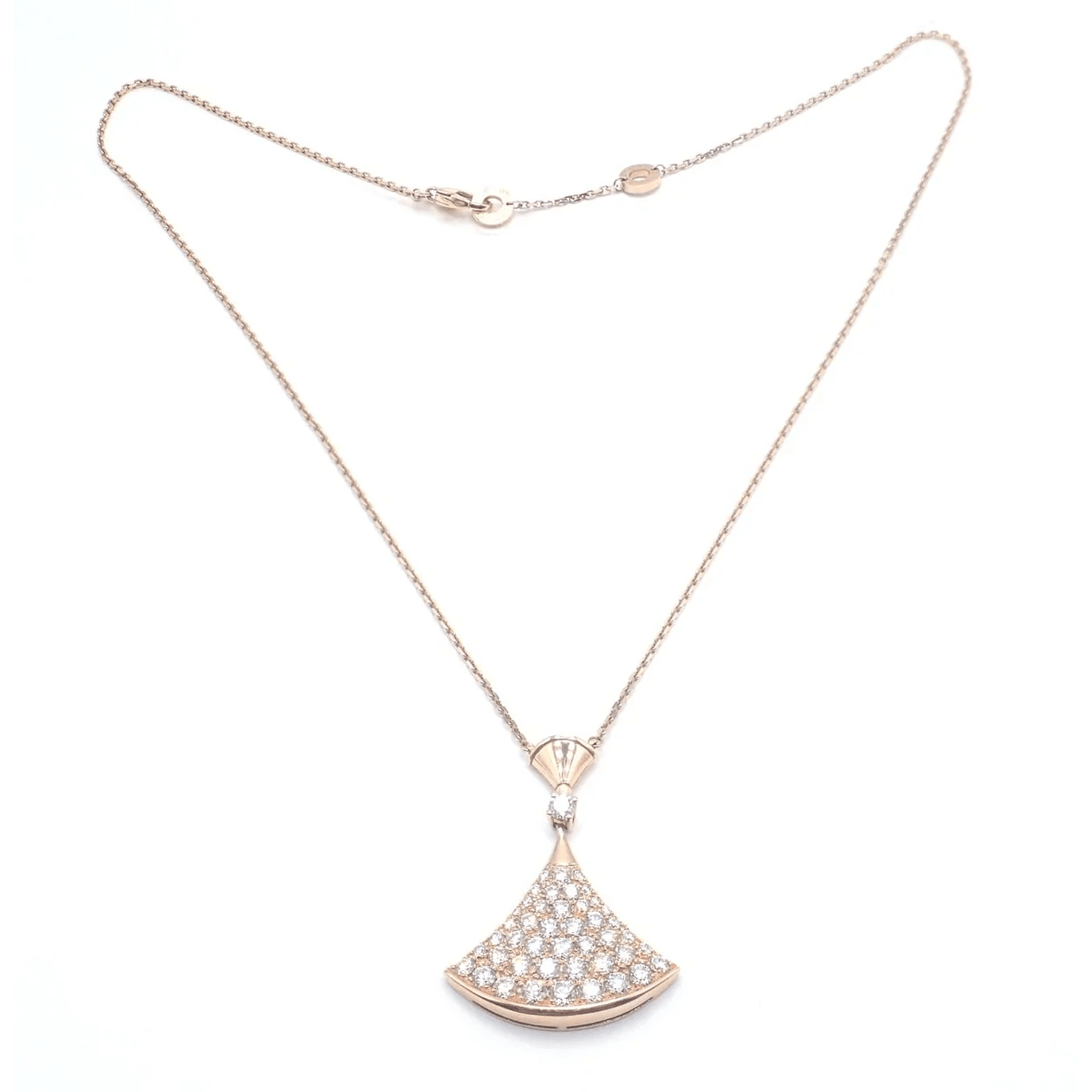 Bulgari Italy Post-1980s 18KT Rose Gold Diamond Diva Dream Necklace front