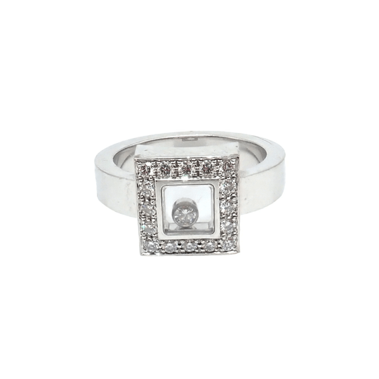 Chopard Post-1980s 18KT White Gold Diamond Happy Diamond Ring front