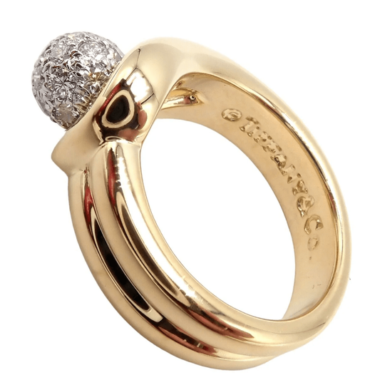 Tiffany & Co. Post-1980s Platinum & 18KT Yellow Gold Diamond Ring signature
