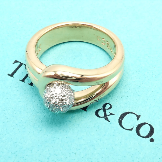 Tiffany & Co. Post-1980s Platinum & 18KT Yellow Gold Diamond Ring top
