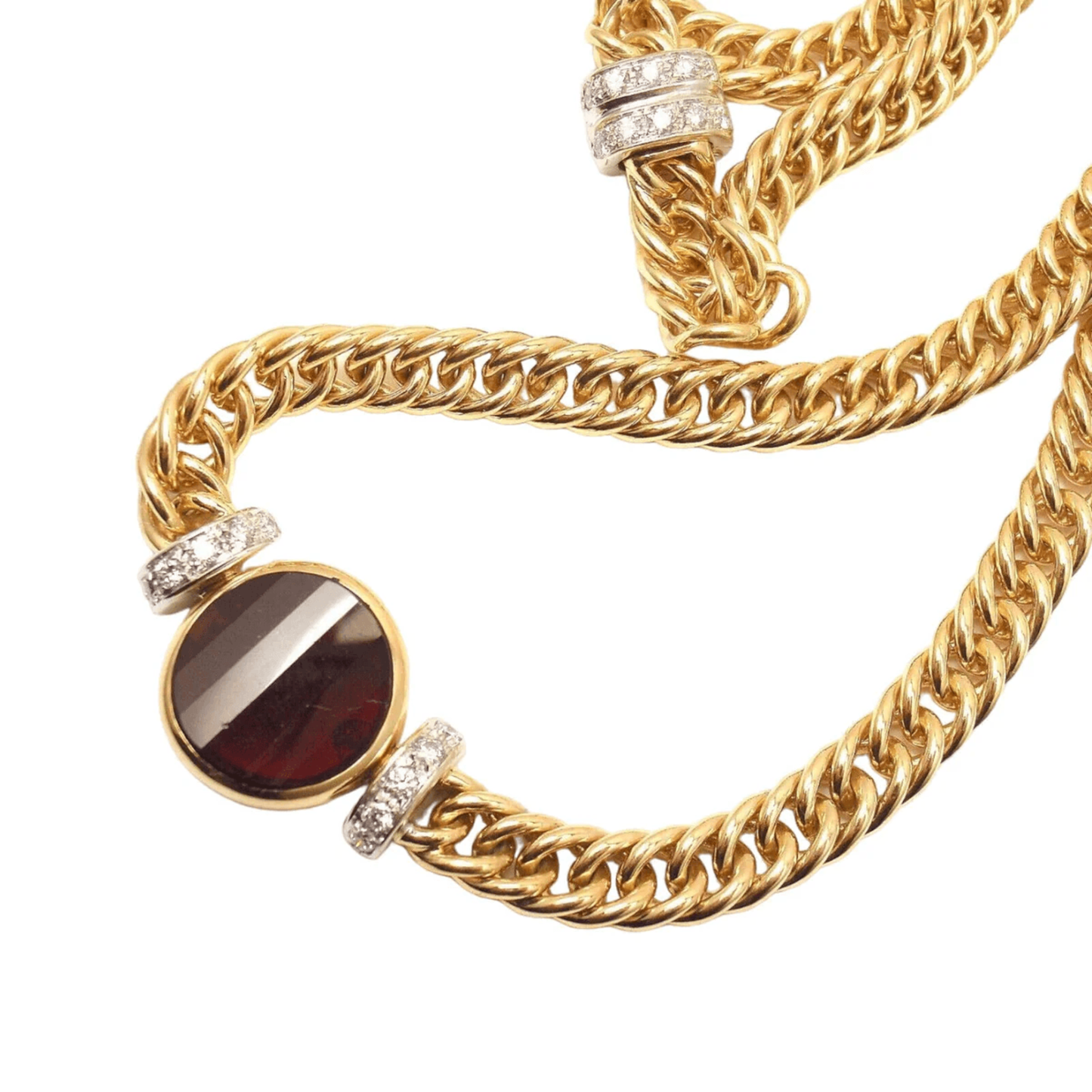 Pomellato Post-1980s 18KT Yellow Gold Diamond & Garnet Necklace front