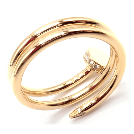 Cartier Post-1980s 18KT Yellow Gold Diamond Juste Un Clou Nail Ring profile