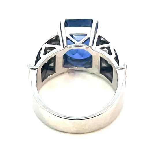 Art Deco Platinum Sapphire & Diamond Ring back
