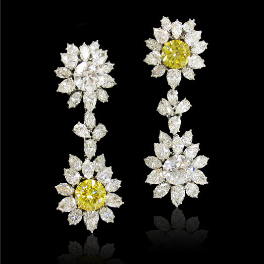 1960s Platinum Diamond Earrings front