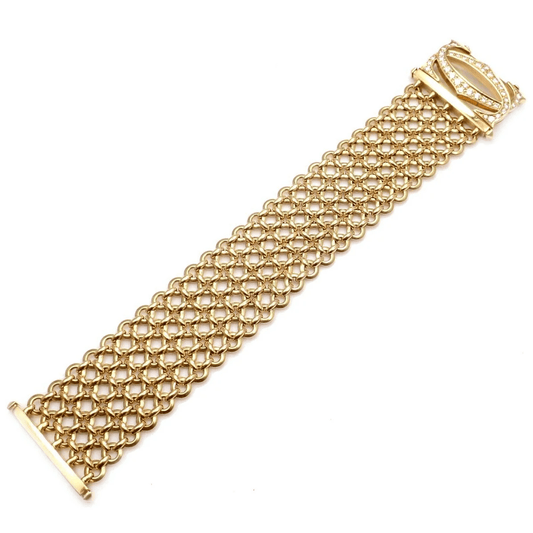 Cartier Post-1980s 18KT Yellow Gold Diamond Penelope Double C Bracelet front