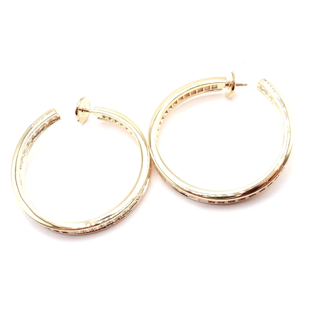Cartier French Post-1980s 18KT Yellow Gold Diamond Earrings profile