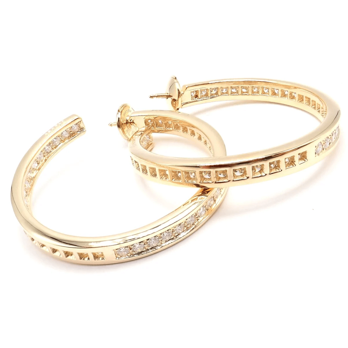 Cartier French Post-1980s 18KT Yellow Gold Diamond Earrings bottom