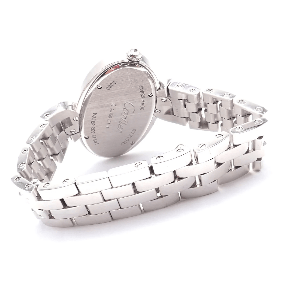 Cartier Post-1980s 18KT White Gold Diamond Delices de Cartier Watch Bracelet signature and hallmarks