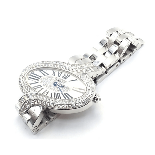 Cartier Post-1980s 18KT White Gold Diamond Delices de Cartier Watch Bracelet front