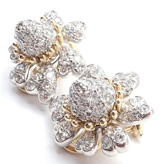 Tiffany & Co. Post-1980s Platinum & 18KT Yellow Gold Diamond Earrings side