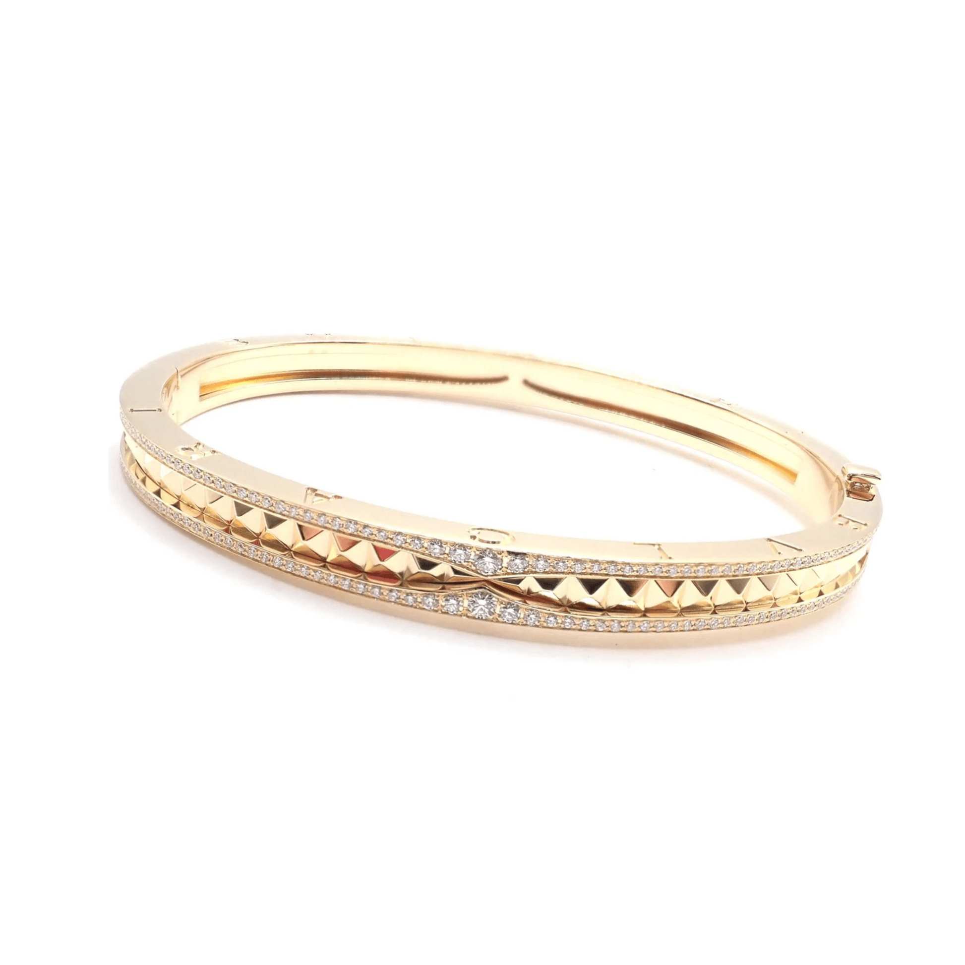Bulgari Italy 1980s 18KT Yellow Gold Diamond B.zero1 Rock Bracelet front