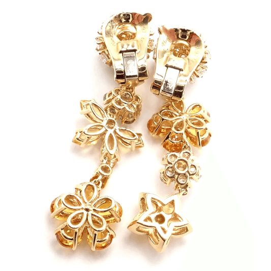 Van Cleef & Arpels 1980s 18KT Yellow Gold Diamond & Sapphire Folies des Pres Earrings back