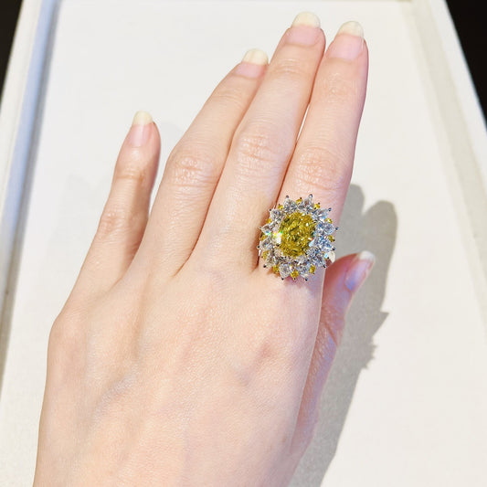 Contemporary 18KT White Gold Diamond Ring on hand