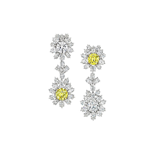 1960s Platinum Diamond Earrings front