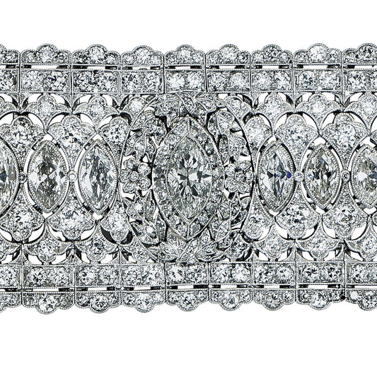 Art Deco Platinum Diamond Bracelet close-up details