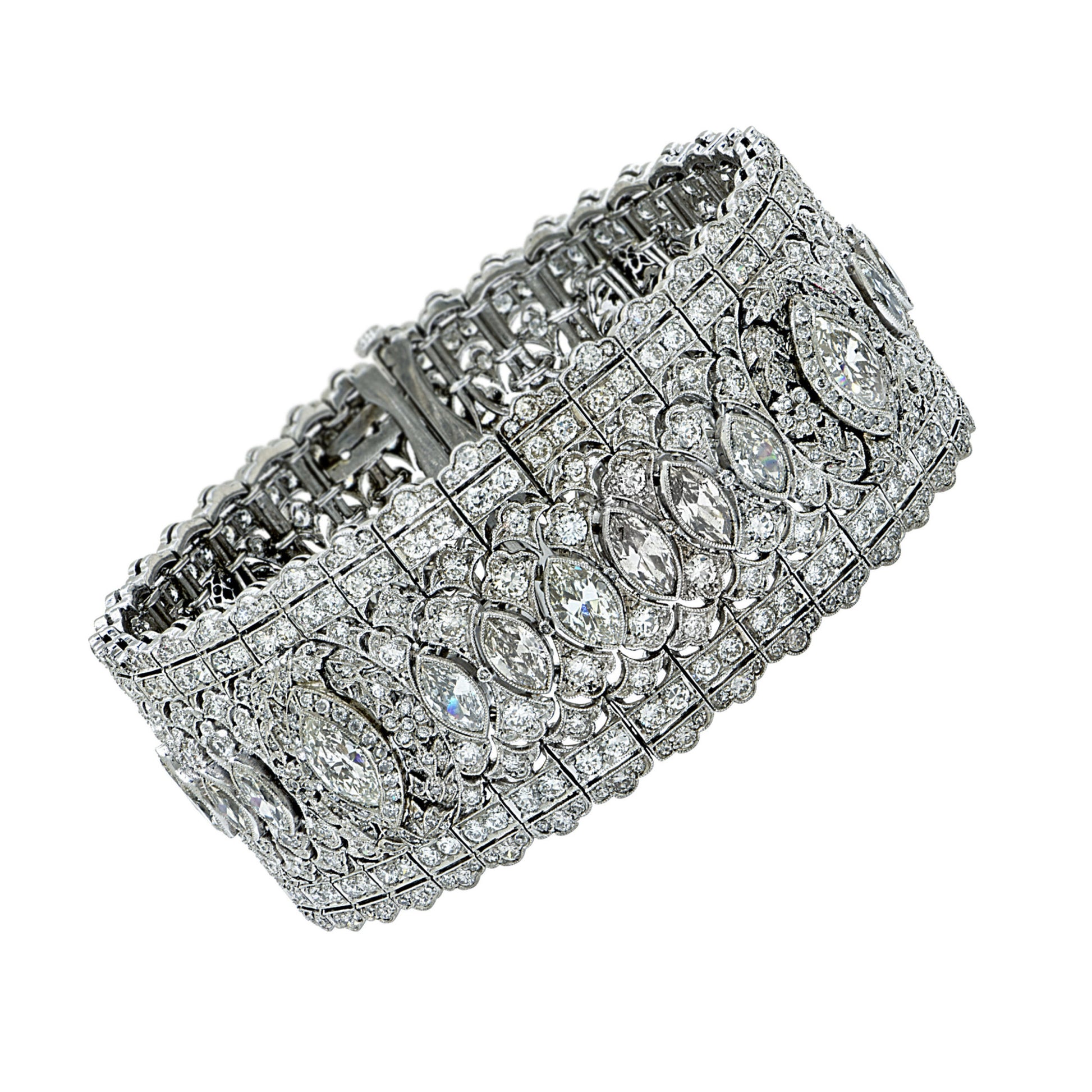 Art Deco Platinum Diamond Bracelet front