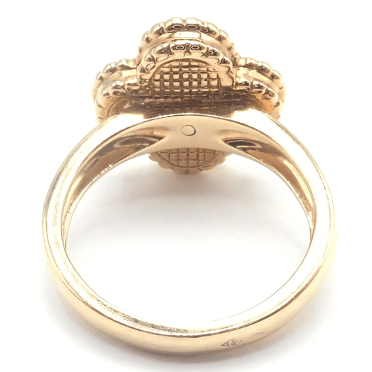Van Cleef & Arpels Post-1980s 18KT Yellow Gold Diamond & Jade Alhambra Ring back