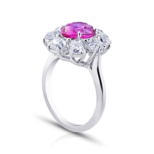 Contemporary Platinum Sapphire & Diamond Ring side