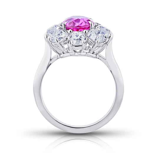 Contemporary Platinum Sapphire & Diamond Ring profile