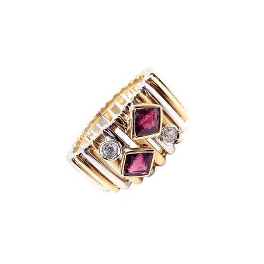 Van Cleef & Arpels Post-1980s 18KT White & Yellow Gold Ruby & Diamond Ring front