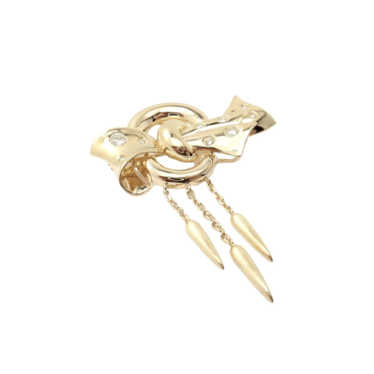 Christian Dior 1980s 18KT Yellow Gold Diamond Brooch front