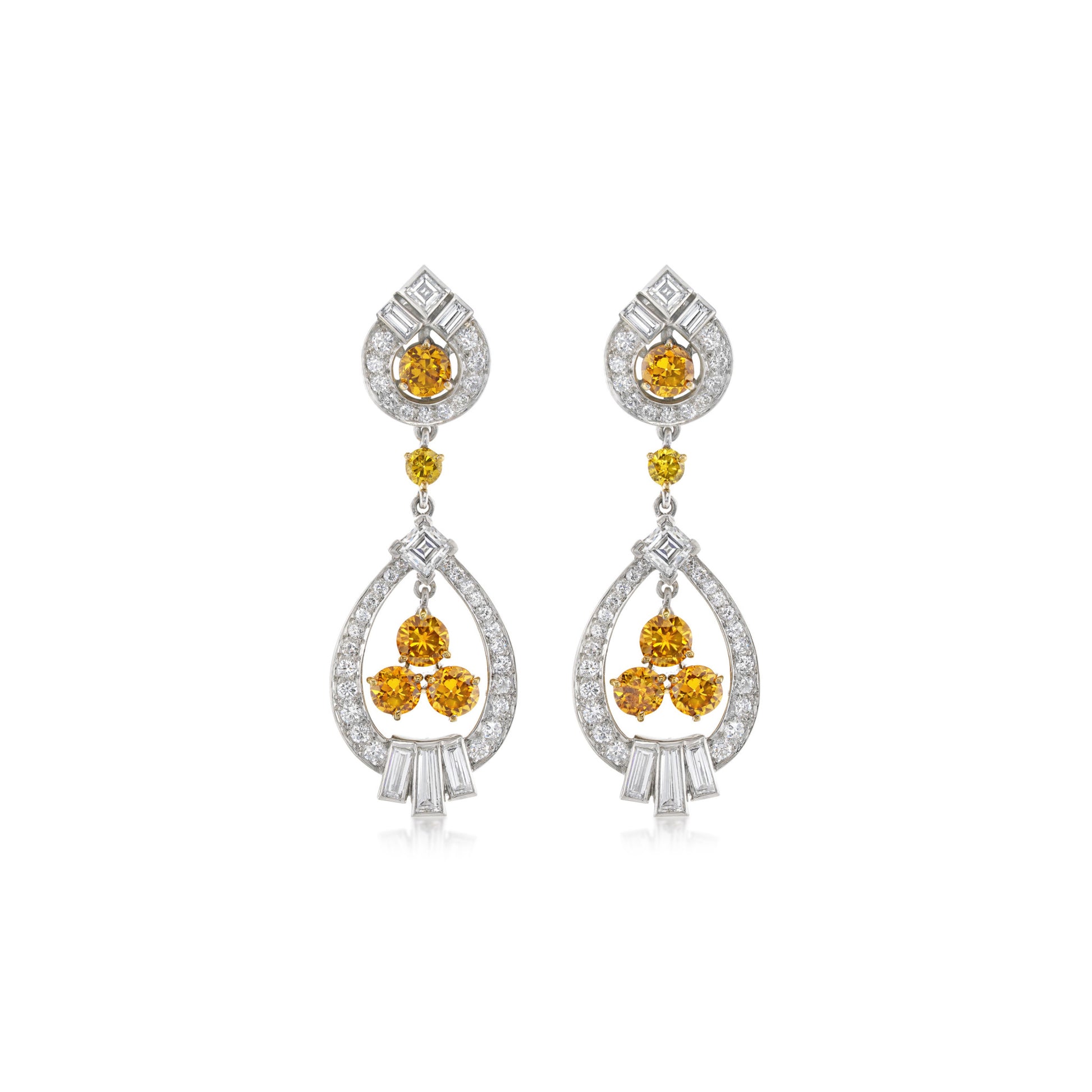 Tiffany & Co. Art Deco Palladium Diamond Earrings front
