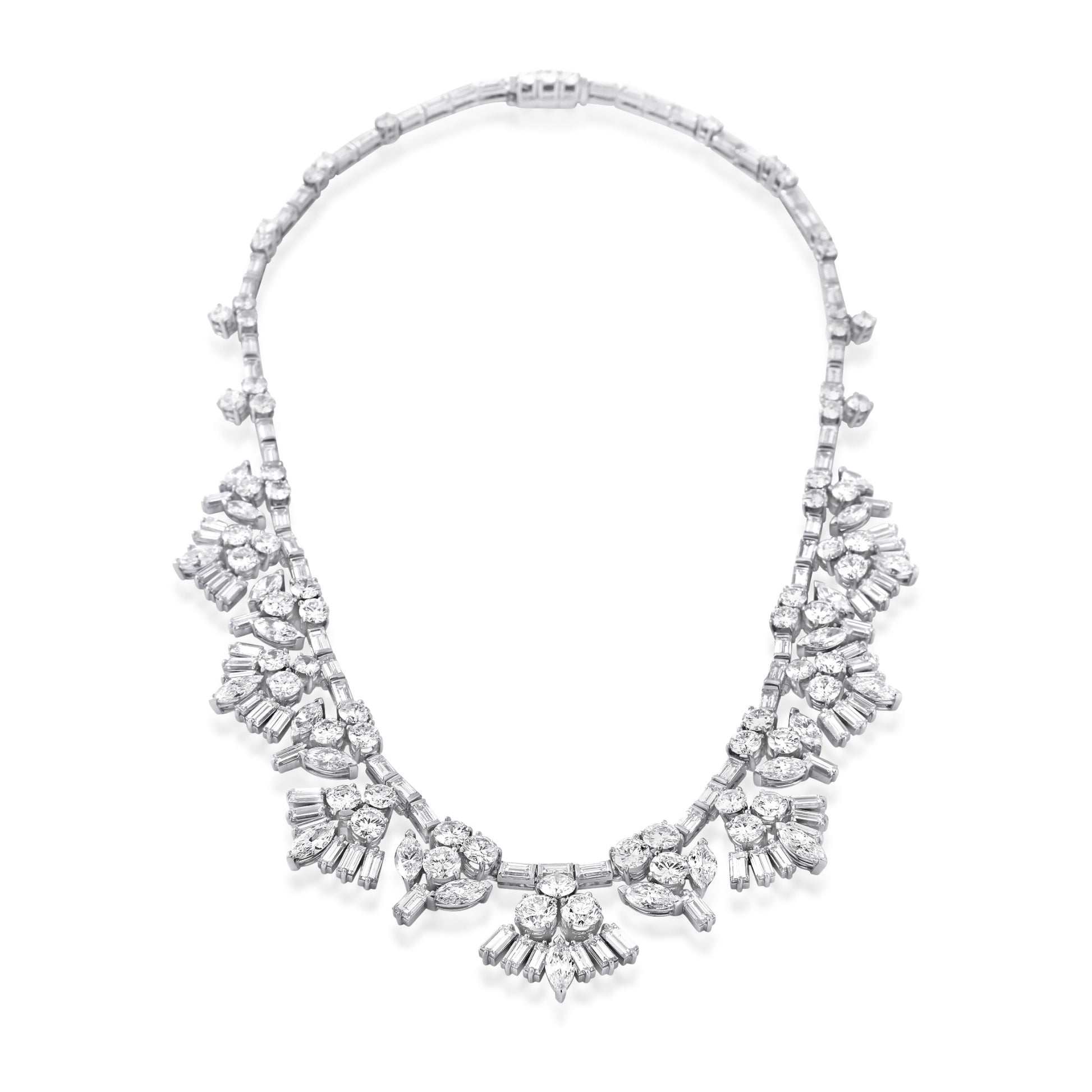 1950s Platinum Diamond Necklace front