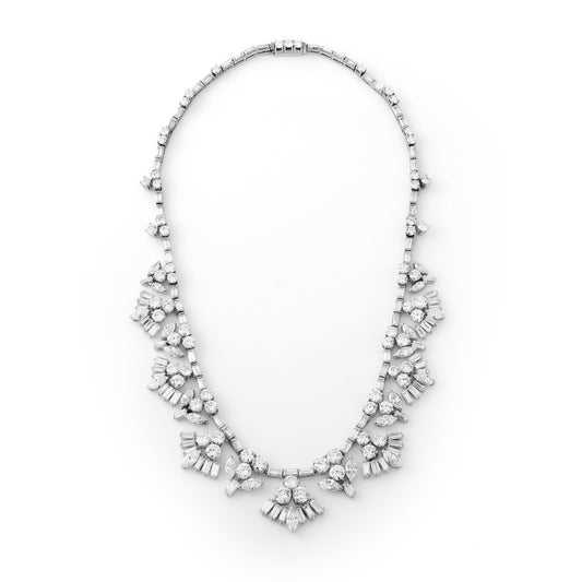 1950s Platinum Diamond Necklace front