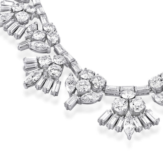 1950s Platinum Diamond Necklace close-up details