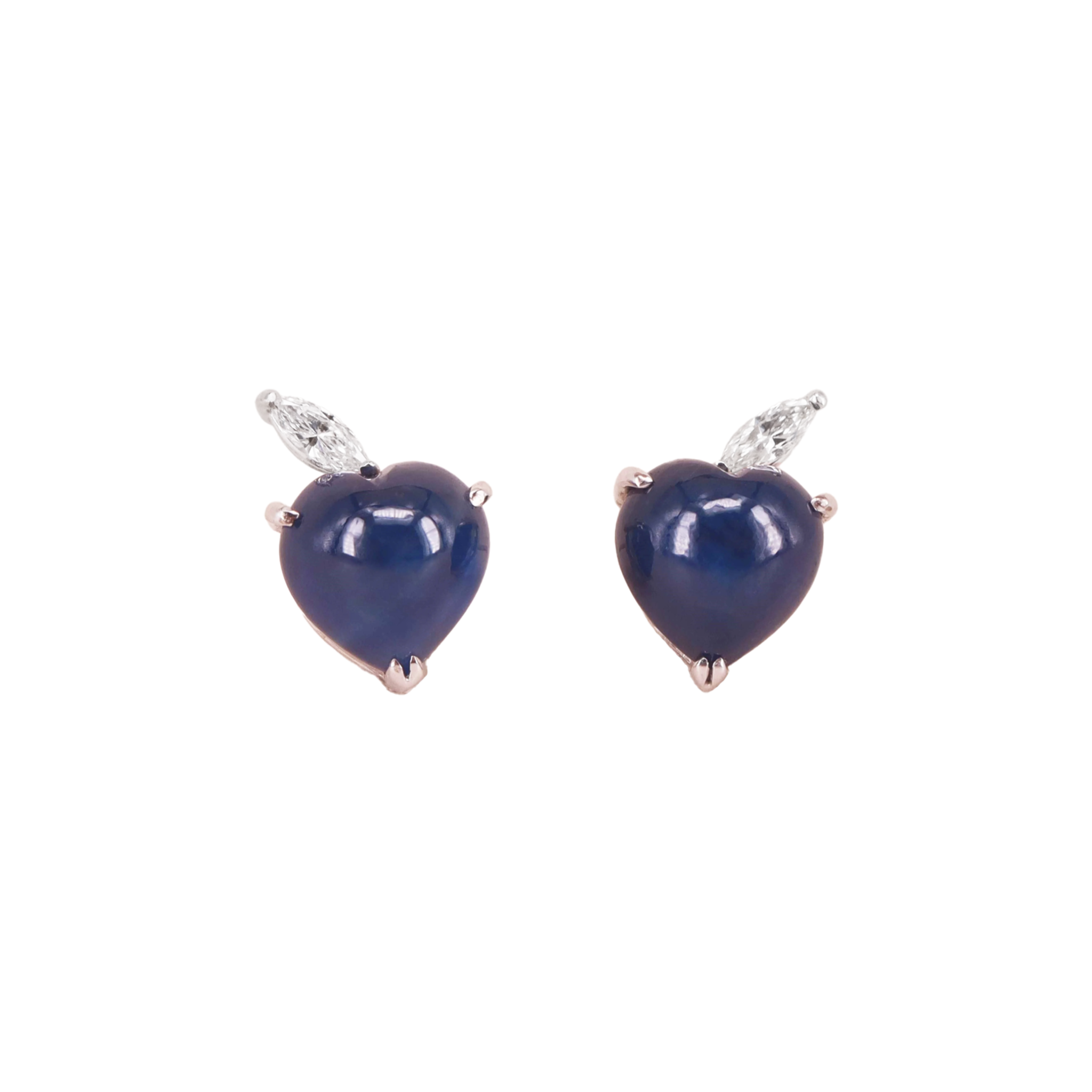 Contemporary 14KT White Gold Sapphire & Diamond Earrings