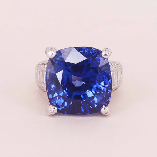 Contemporary 18KT White Gold Sapphire & Diamond Ring front