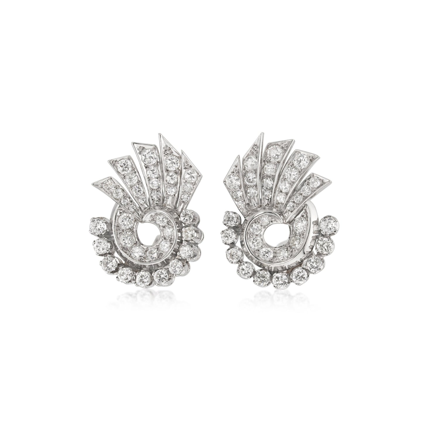 Art Deco Platinum and Diamond Earrings front