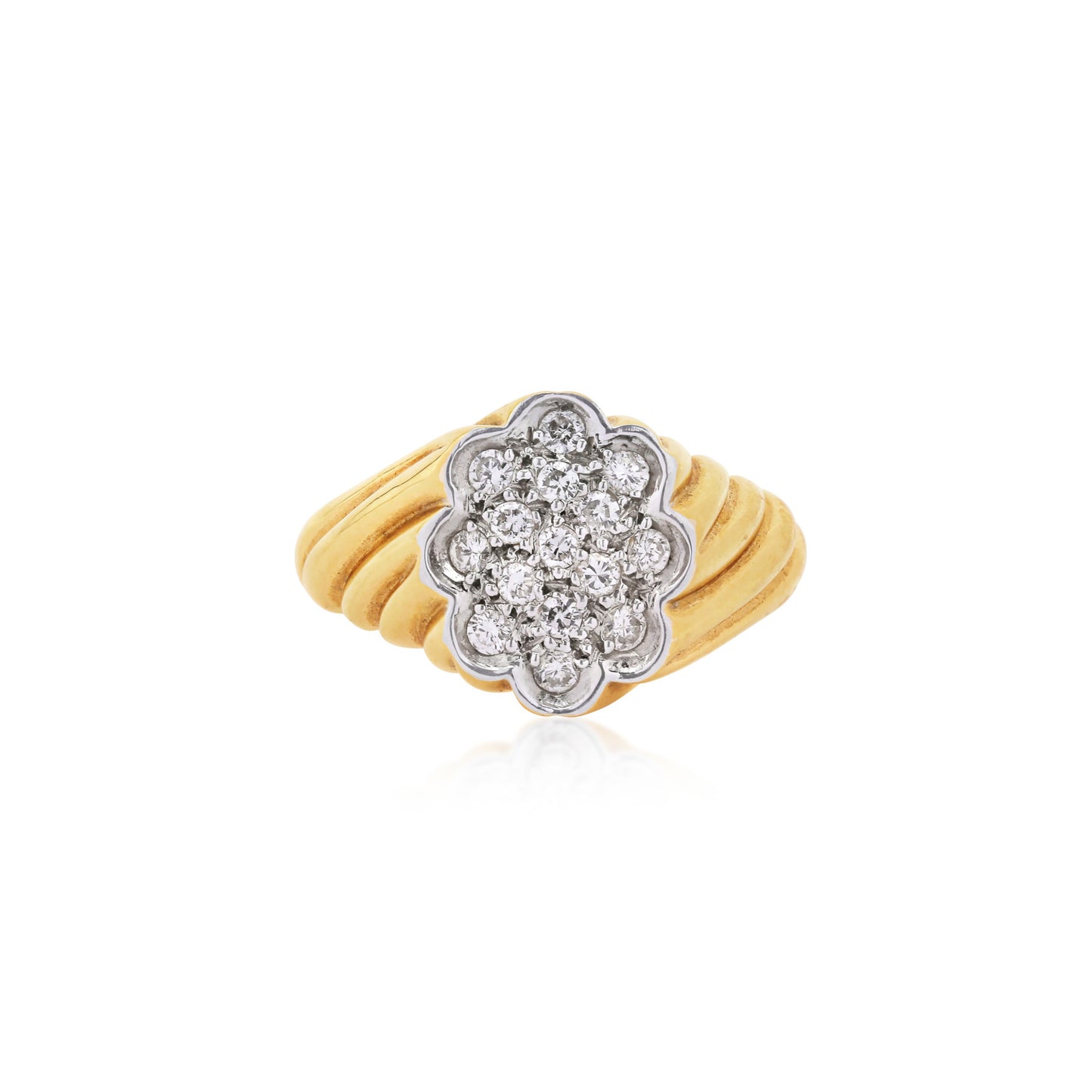 1970s 14KT Yellow Gold Diamond Ring front