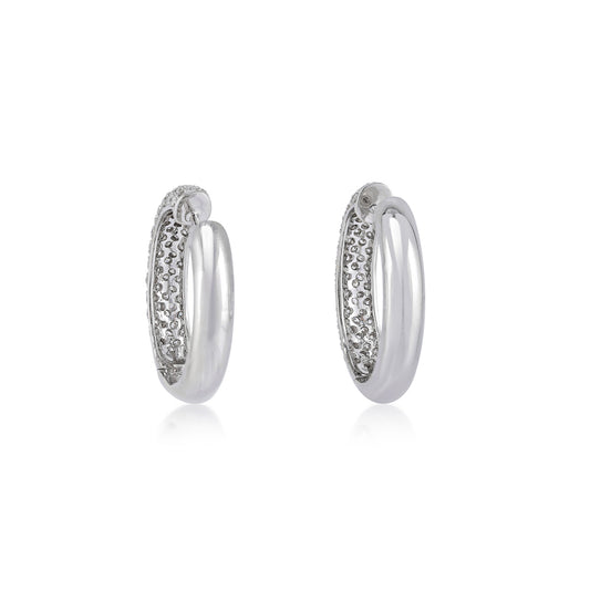 Post-1980s 18KT White Gold Diamond Earrings back