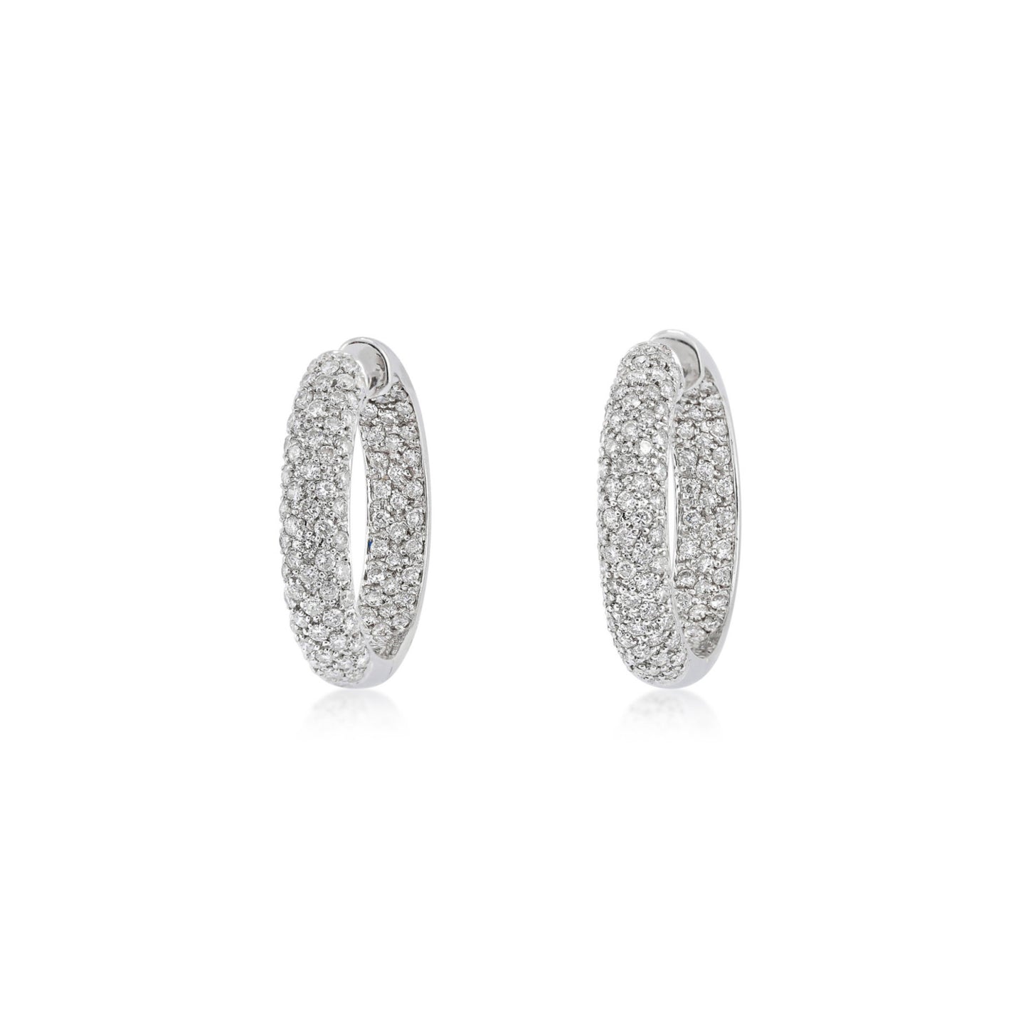 Post-1980s 18KT White Gold Diamond Earrings front