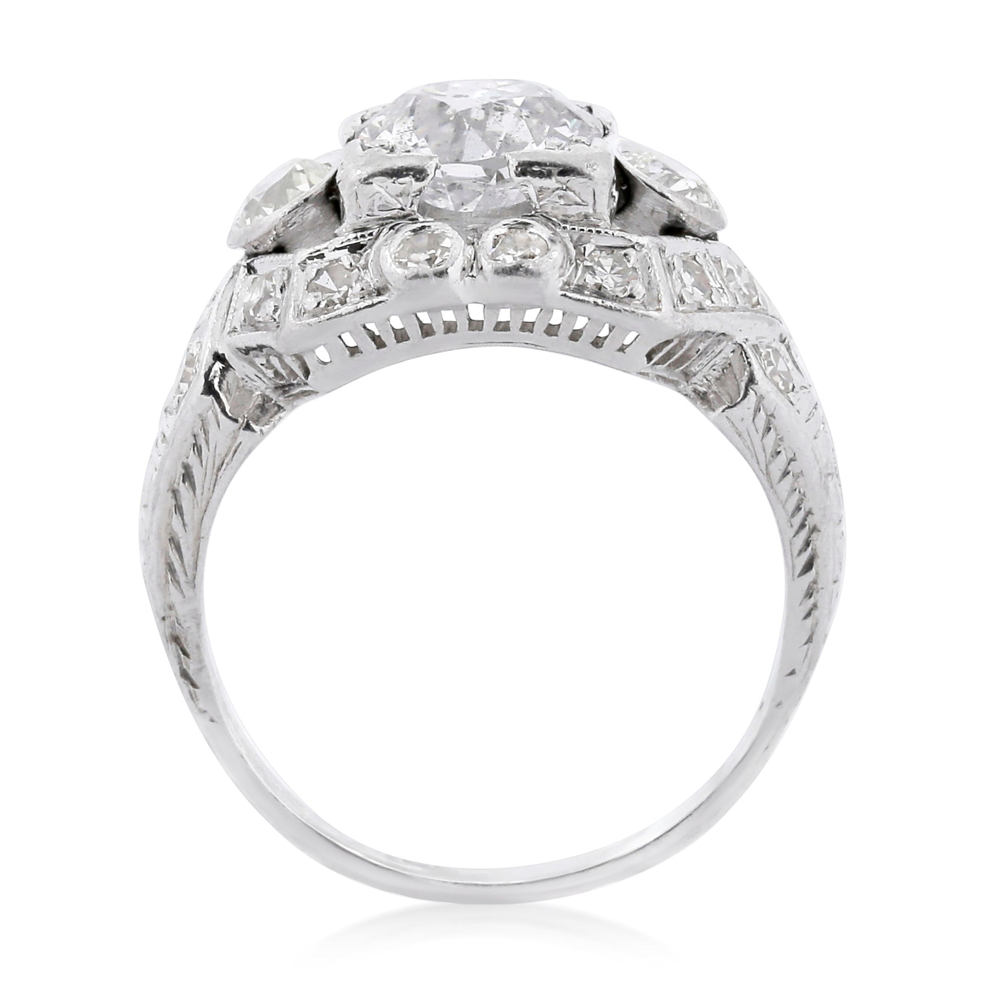 Art Deco Platinum Diamond Ring profile