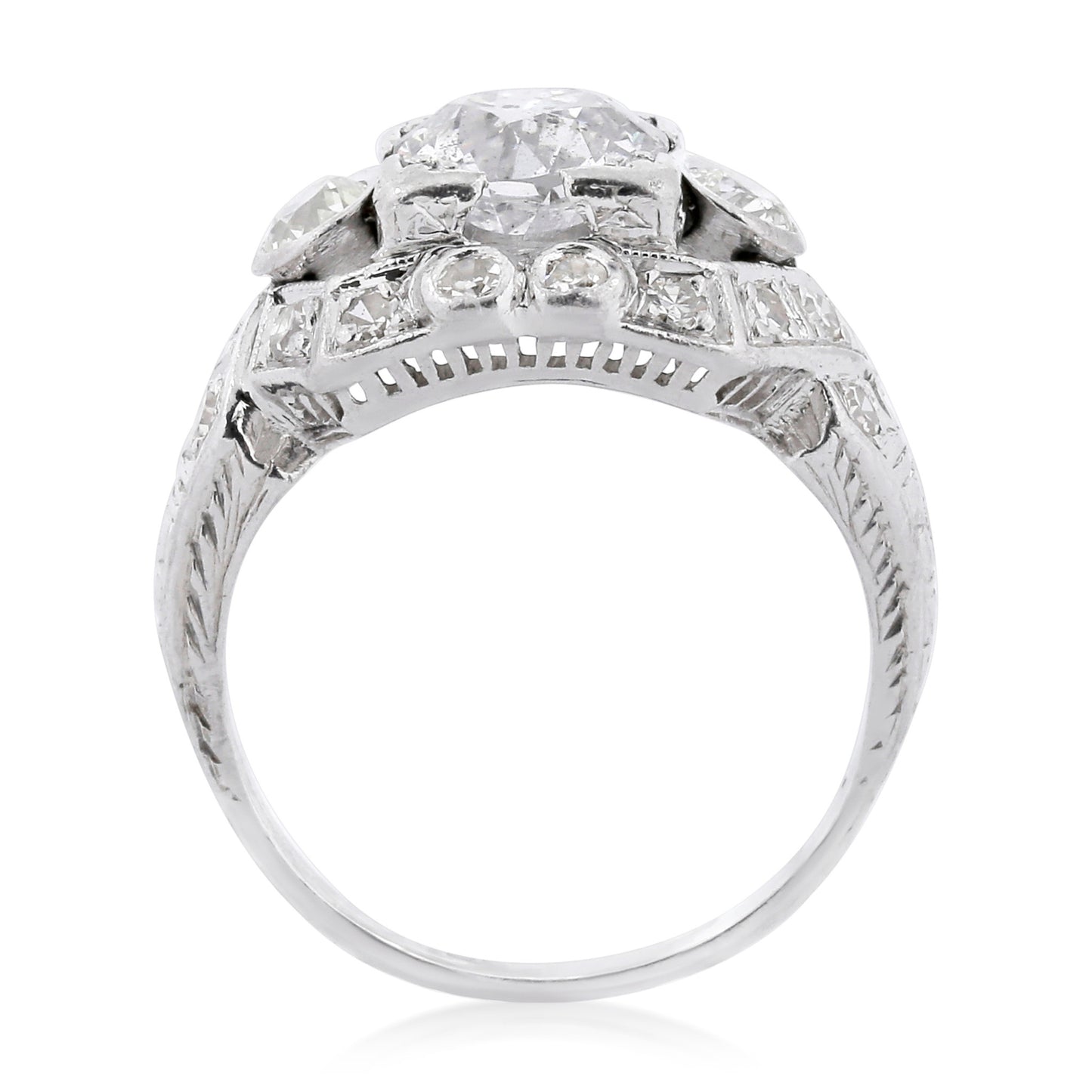 Art Deco Platinum Diamond Ring profile