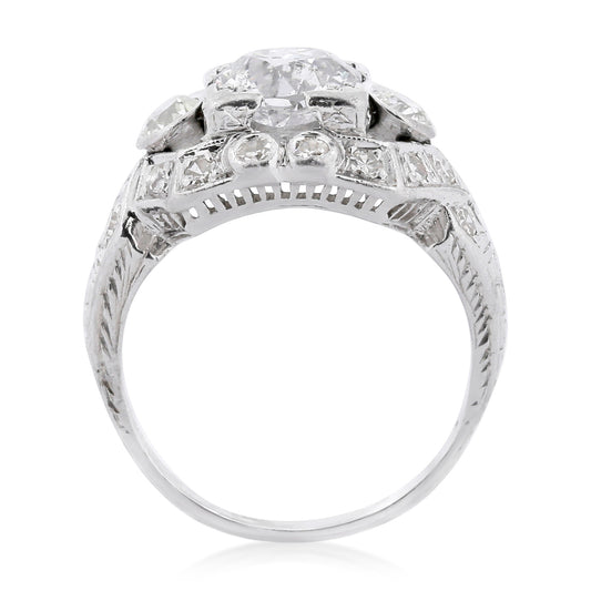 Art Deco Platinum Diamond Ring profile