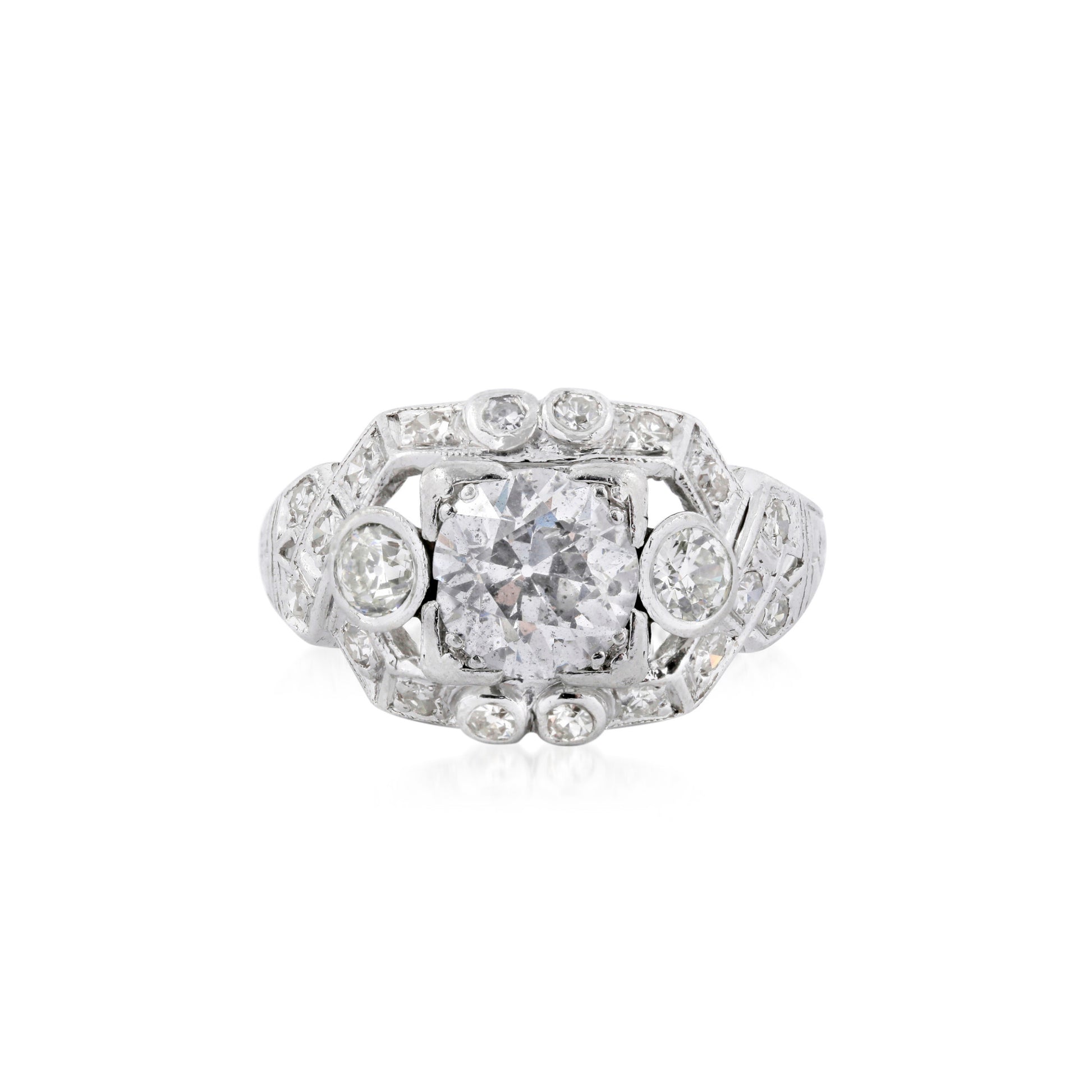 Art Deco Platinum Diamond Ring front