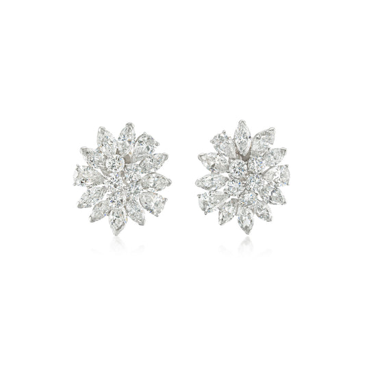 1960s Platinum Diamond Earrings front