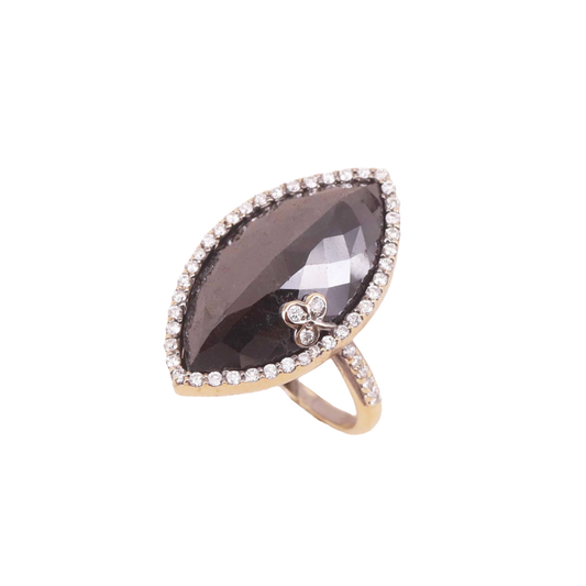 Contemporary 18KT Yellow Gold Diamond Ring front