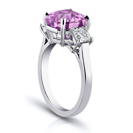 Contemporary Platinum Sapphire & Diamond Ring side