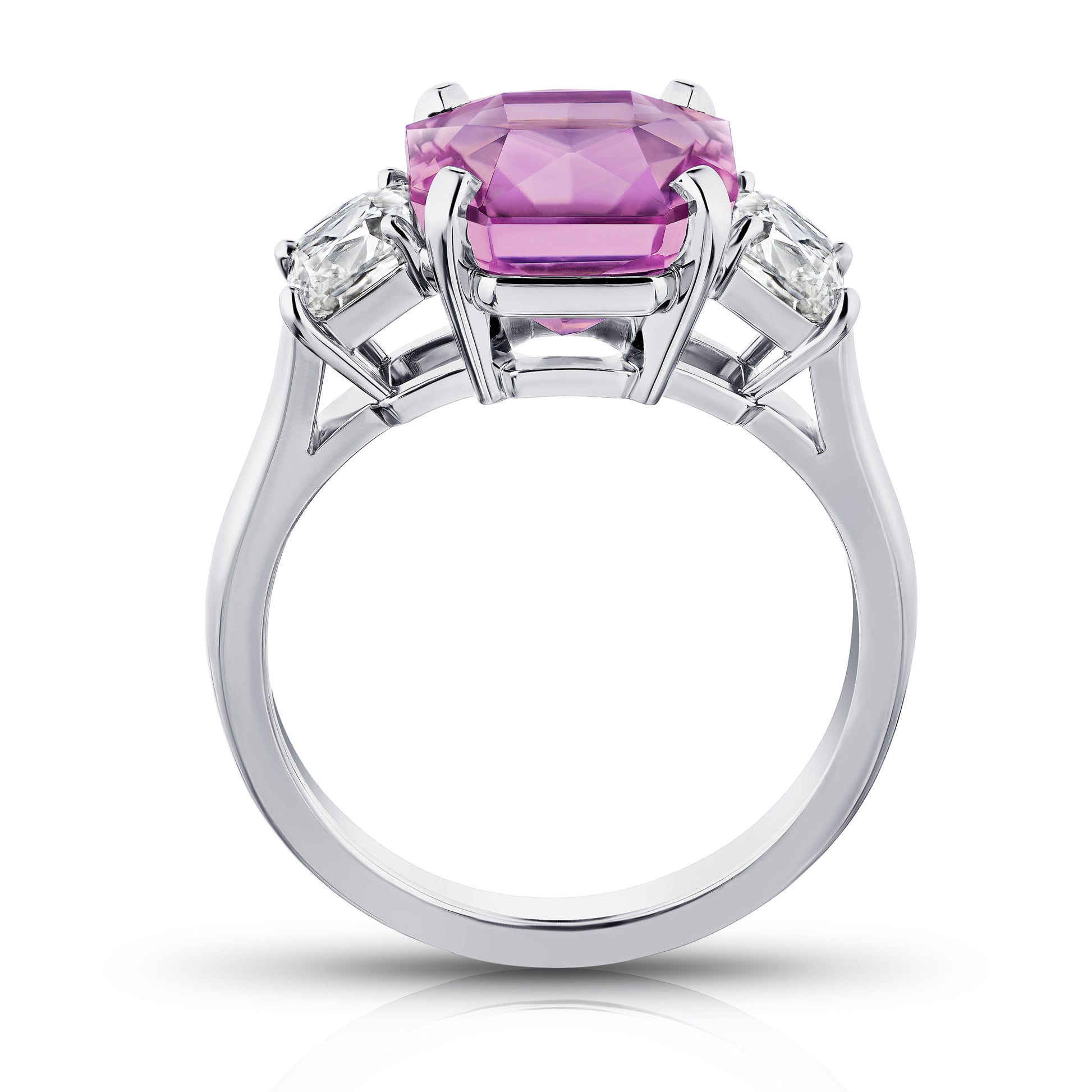 Contemporary Platinum Sapphire & Diamond Ring profile