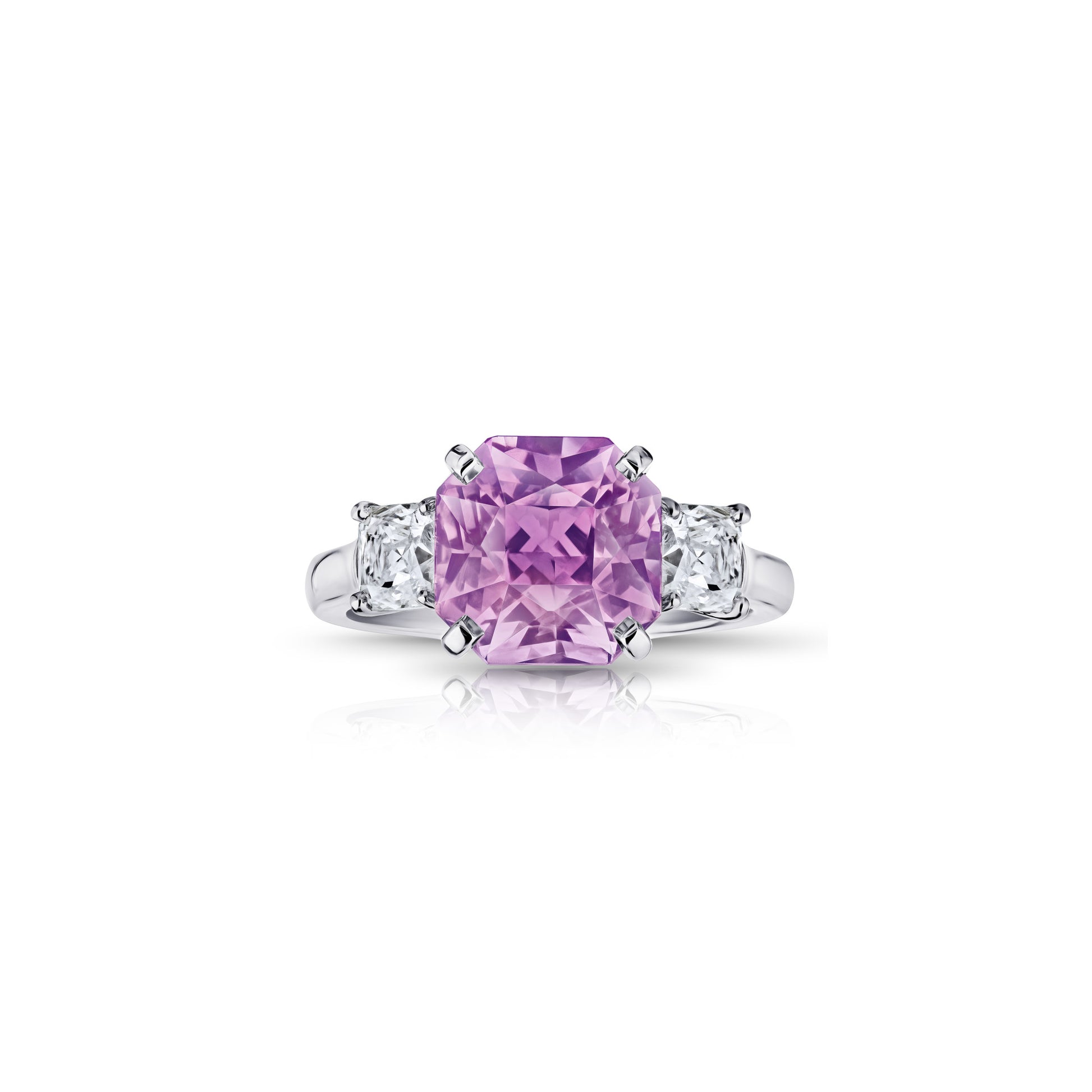 Contemporary Platinum Sapphire & Diamond Ring front