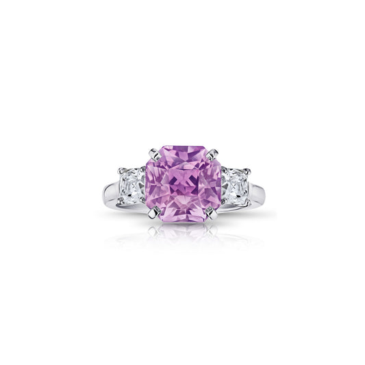 Contemporary Platinum Sapphire & Diamond Ring front