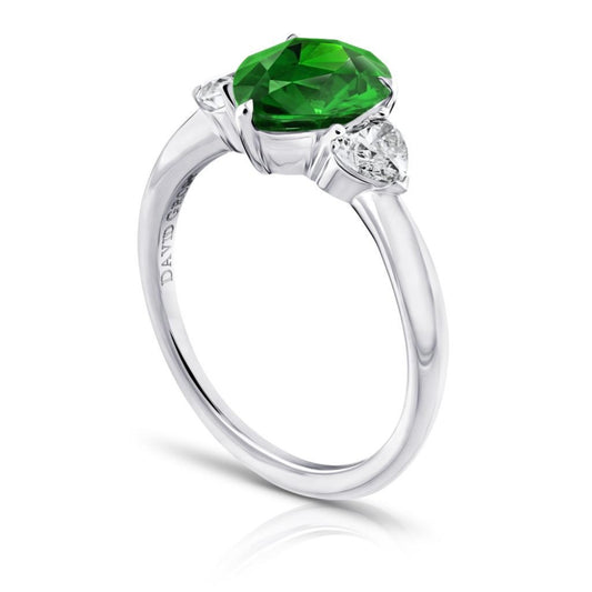 Contemporary Platinum Garnet Tsavorite & Diamond Ring side