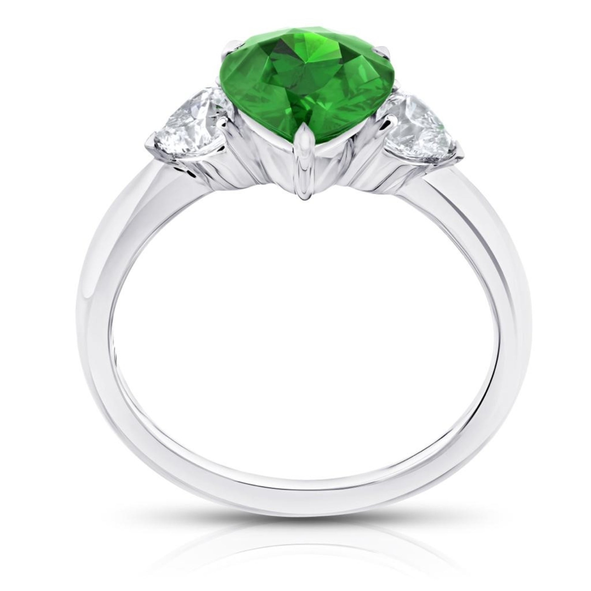 Contemporary Platinum Garnet Tsavorite & Diamond Ring profile