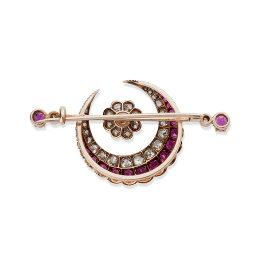 Carrington & Co. Antique Silver-Topped 18KT Yellow Gold Diamond, Pearl & Ruby Brooch back