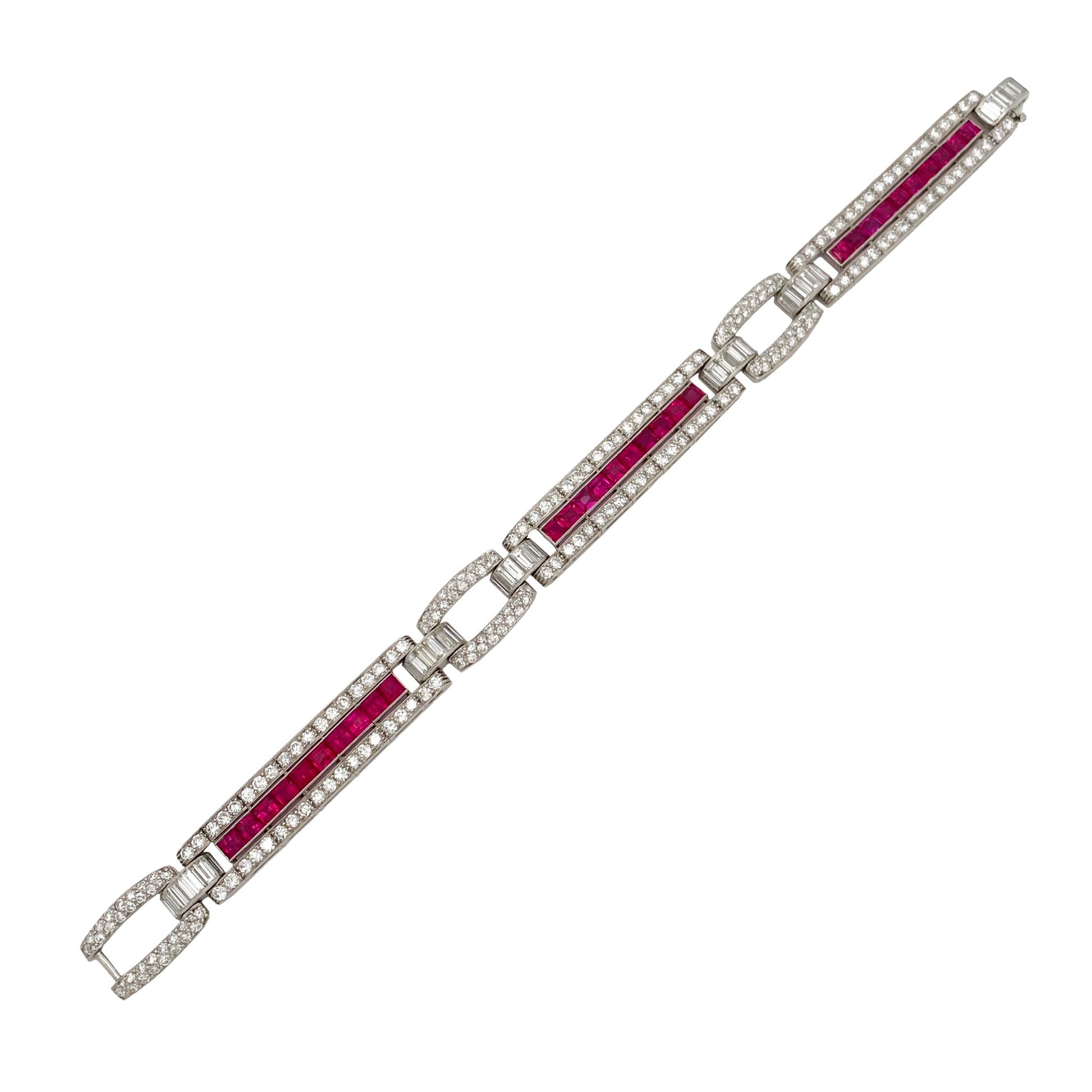 1930s Platinum Ruby & Diamond Bracelet front