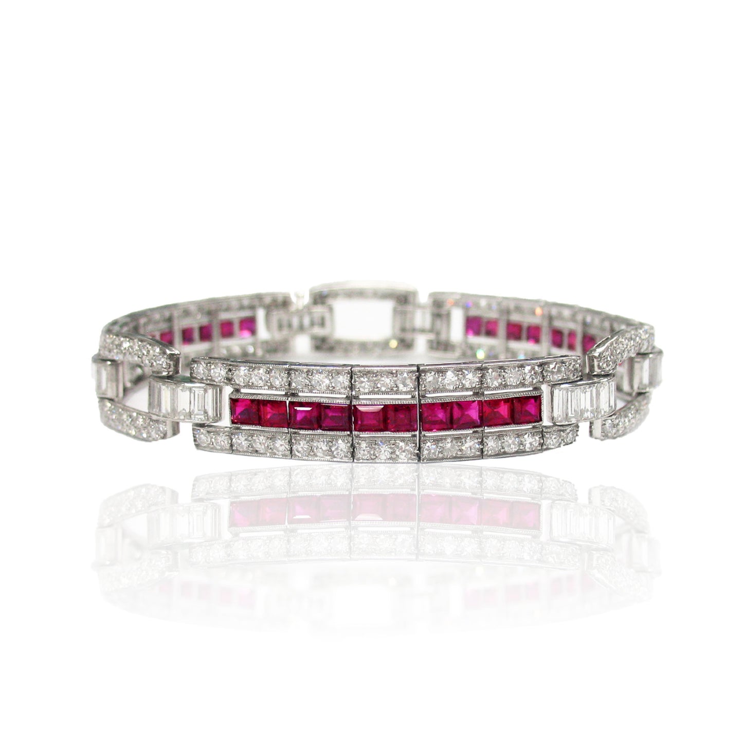 1930s Platinum Ruby & Diamond Bracelet front